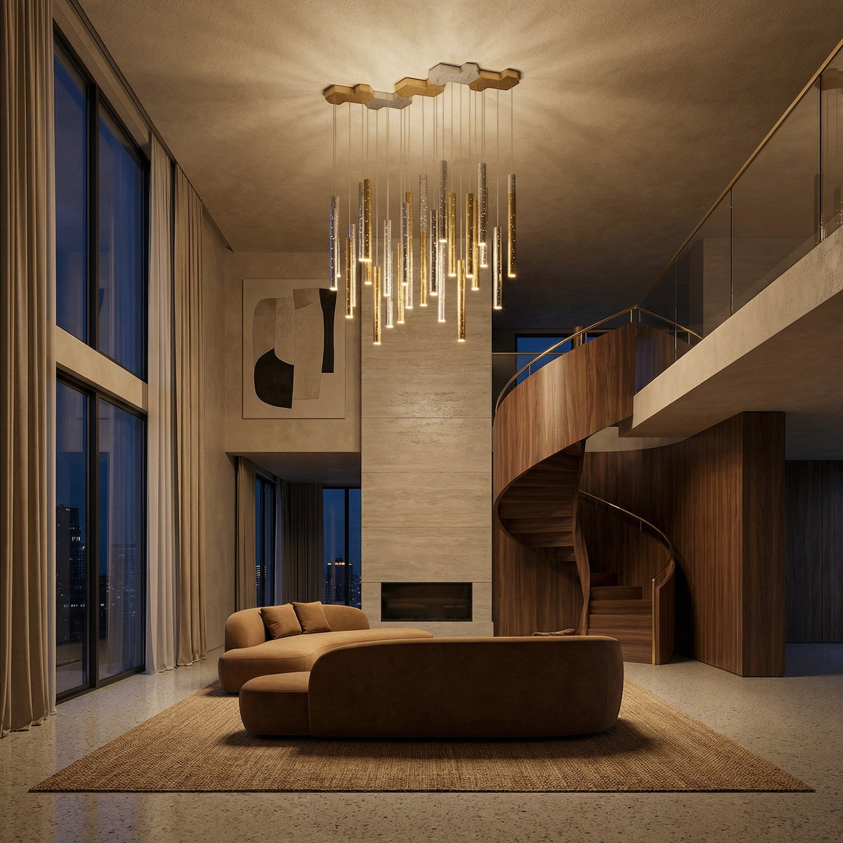 Lustre Moderne à Tubes Verticaux en Acier – Modèle Riviana (DIMOREE)