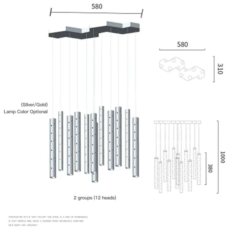 Lustre Moderne à Tubes Verticaux en Acier – Modèle Riviana (DIMOREE)