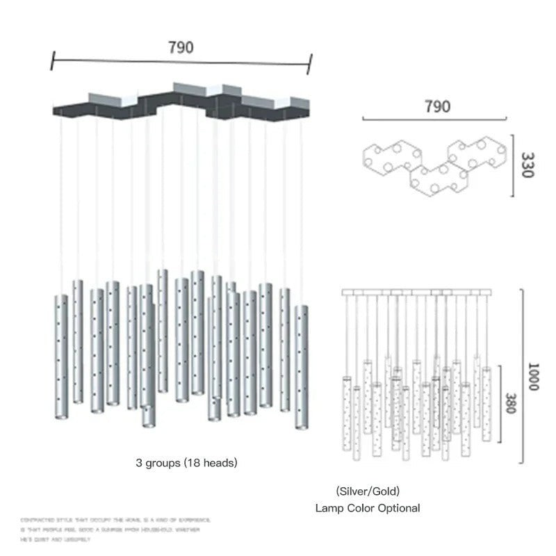 Lustre Moderne à Tubes Verticaux en Acier – Modèle Riviana (DIMOREE)