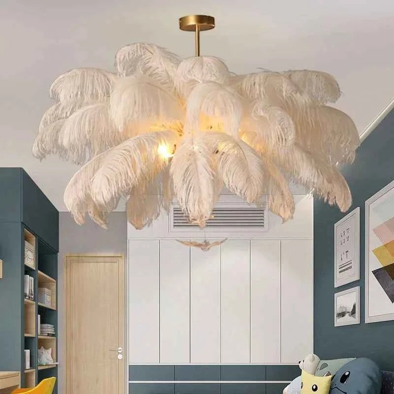 Lustre Sculptural en Plumes Naturelles – Modèle Véronia (DIMOREE)