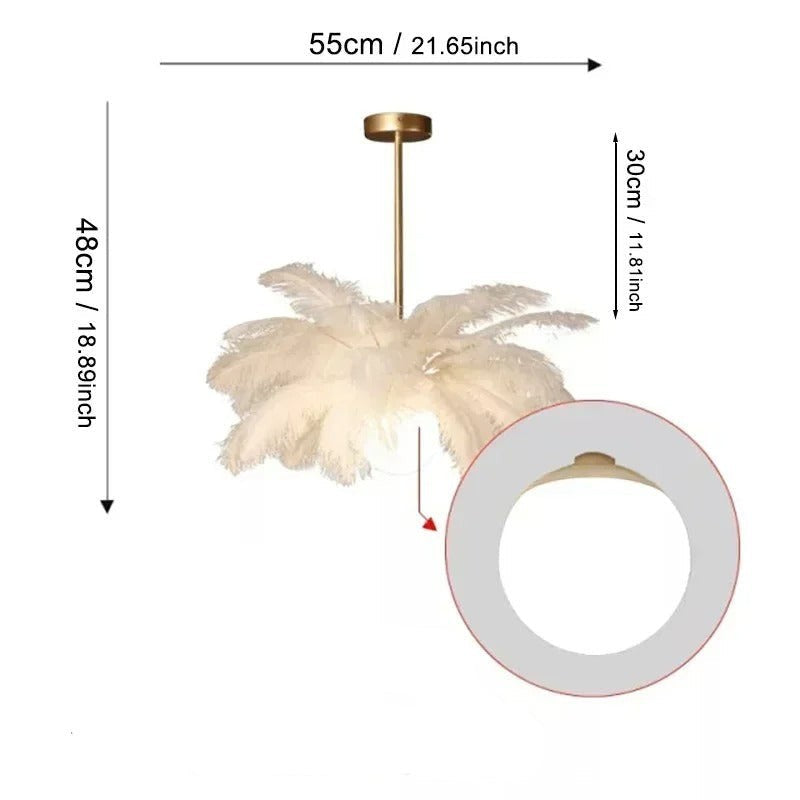 Lustre Sculptural en Plumes Naturelles – Modèle Véronia (DIMOREE)