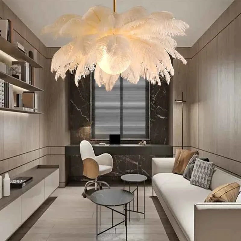Lustre Sculptural en Plumes Naturelles – Modèle Véronia (DIMOREE)