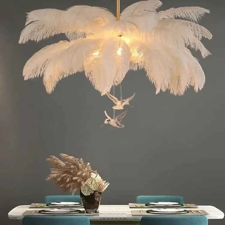 Lustre Sculptural en Plumes Naturelles – Modèle Véronia (DIMOREE)