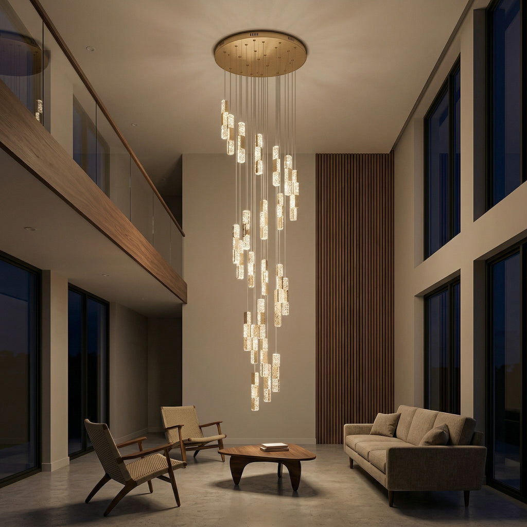 Lustre en Spirale pour Grande Hauteur – Modèle Elicéa (DIMOREE)