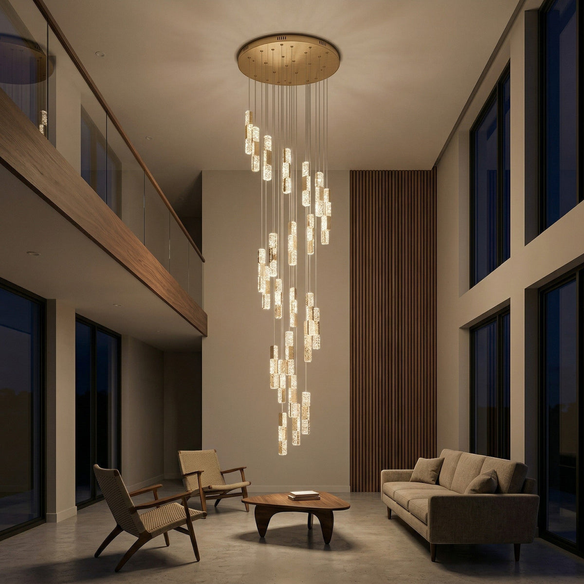 Lustre en Spirale pour Grande Hauteur – Modèle Elicéa (DIMOREE)