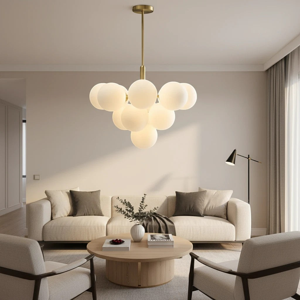 Lustre Design en Verre Soufflé pour Salon – Modèle Soffia (DIMOREE)