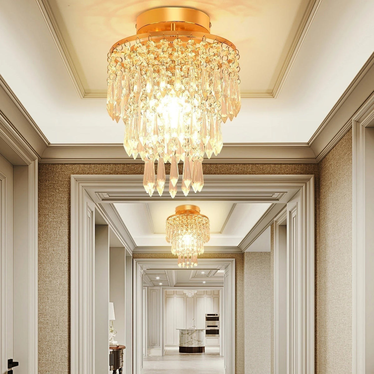 Plafonnier Rond en Cristal pour Salon – Modèle Iridia (DIMOREE)