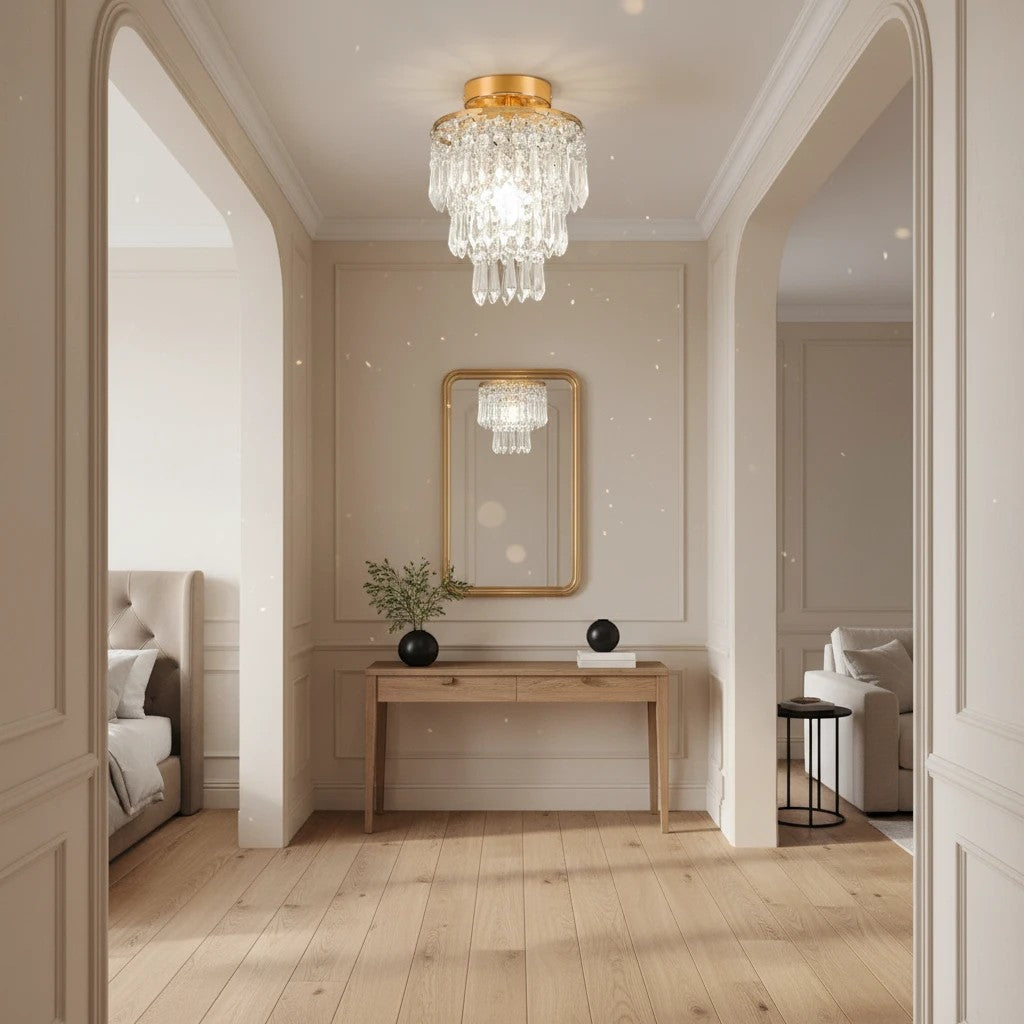 Plafonnier Rond en Cristal pour Salon – Modèle Iridia (DIMOREE)