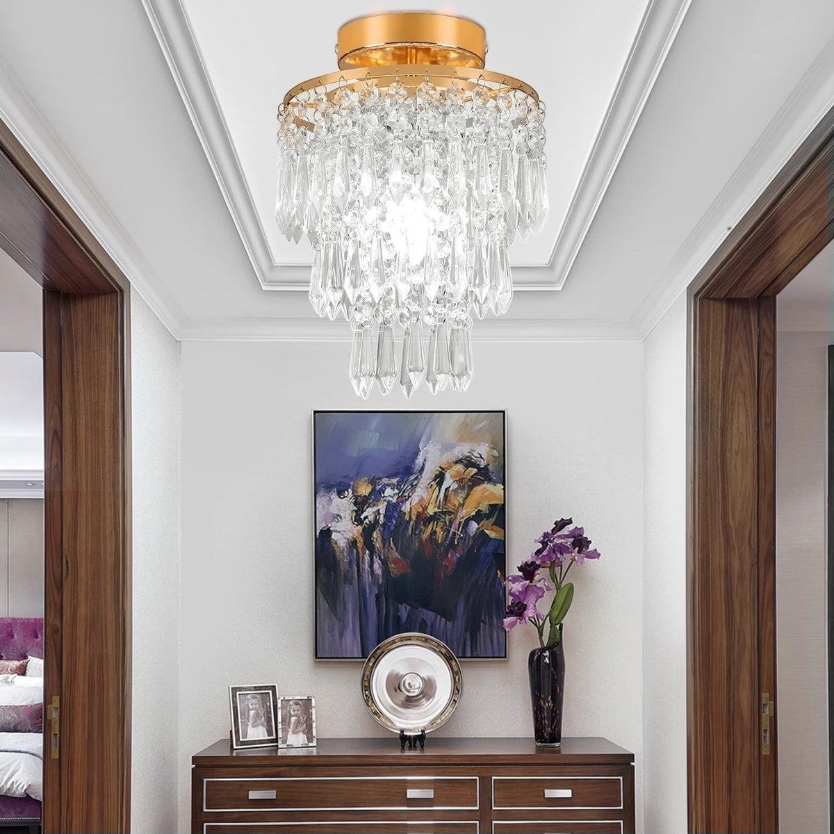 Plafonnier Rond en Cristal pour Salon – Modèle Iridia (DIMOREE)