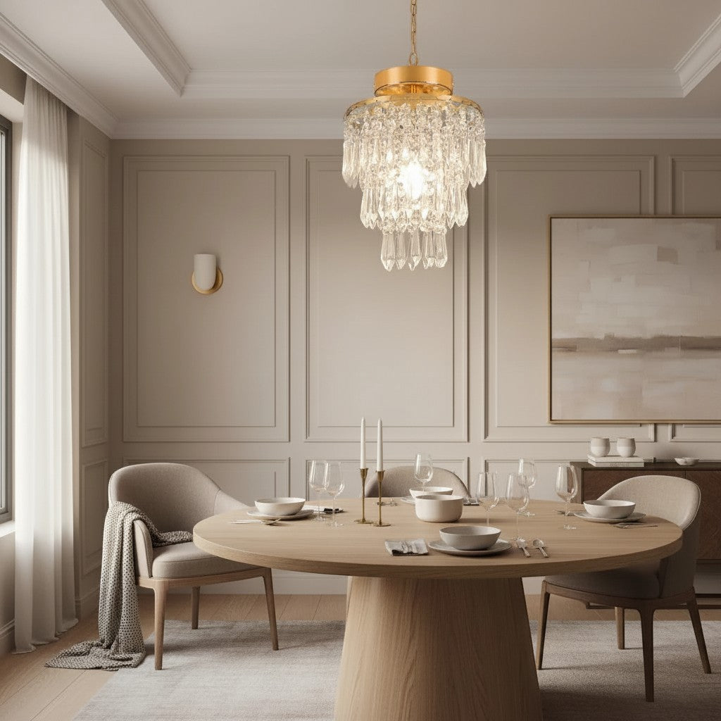 Plafonnier Rond en Cristal pour Salon – Modèle Iridia (DIMOREE)