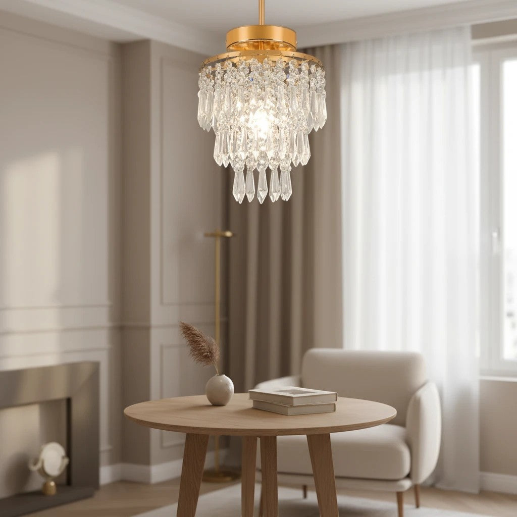 Plafonnier Rond en Cristal pour Salon – Modèle Iridia (DIMOREE)