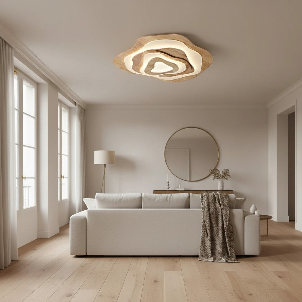 Plafonnier LED Nuage en Bois Véritable – Modèle Nubéa (DIMOREE)