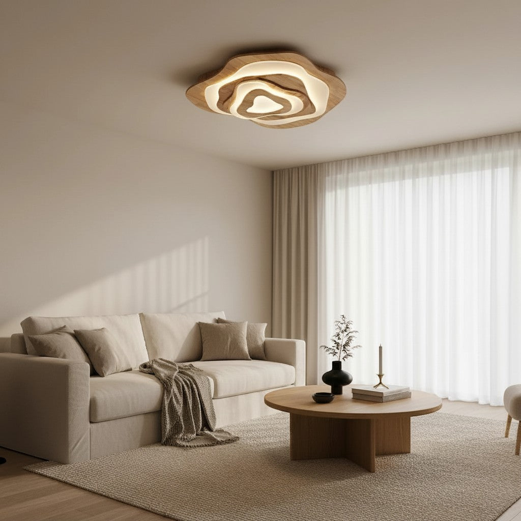 Plafonnier LED Nuage en Bois Véritable – Modèle Nubéa (DIMOREE)