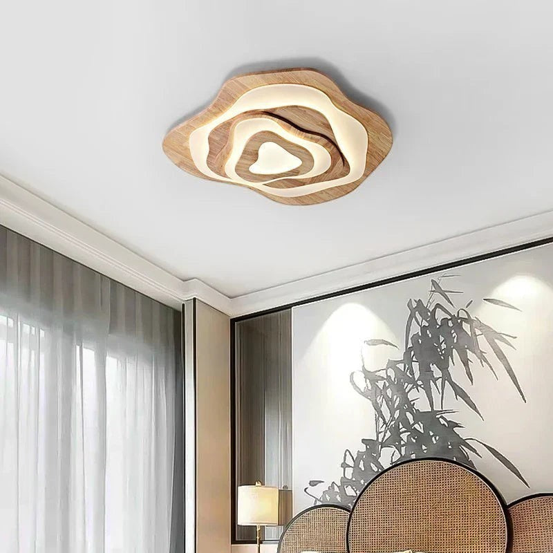Plafonnier LED Nuage en Bois Véritable – Modèle Nubéa (DIMOREE)