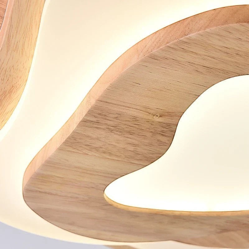 Plafonnier LED Nuage en Bois Véritable – Modèle Nubéa (DIMOREE)