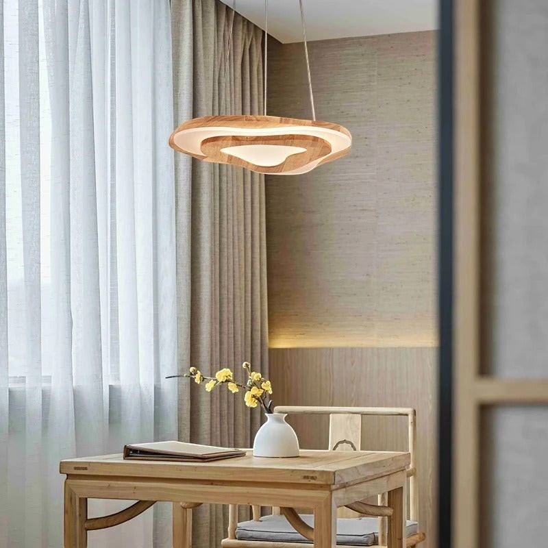 Plafonnier LED Nuage en Bois Véritable – Modèle Nubéa (DIMOREE)