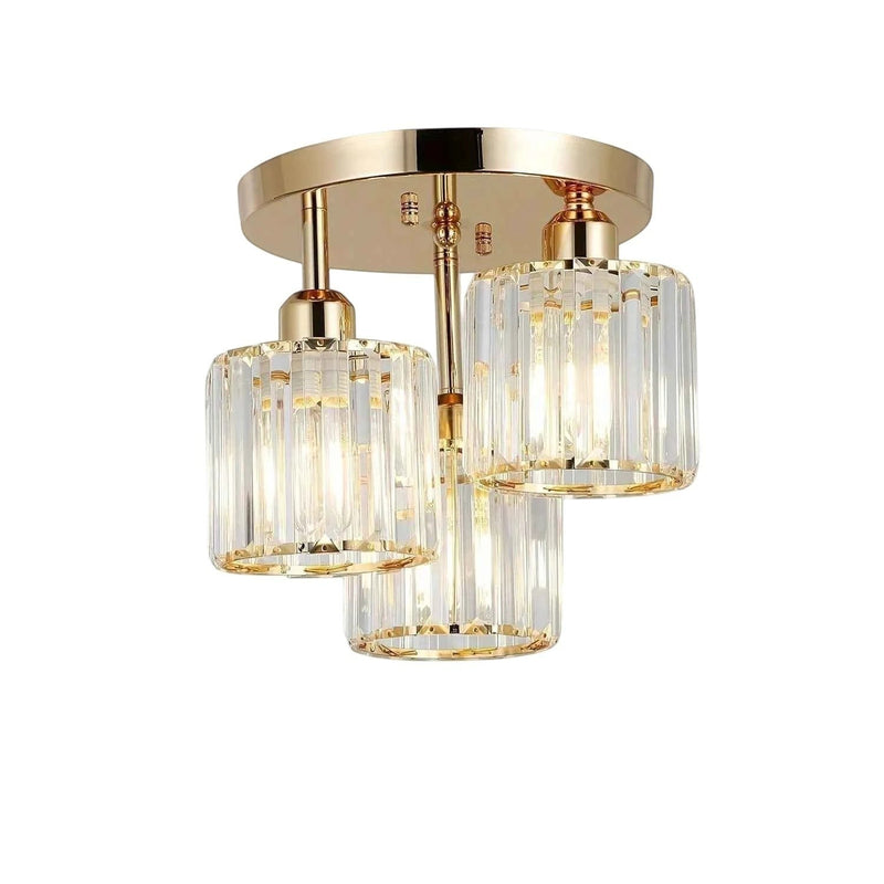Camélia — Plafonnier en cristal et fer trois feux