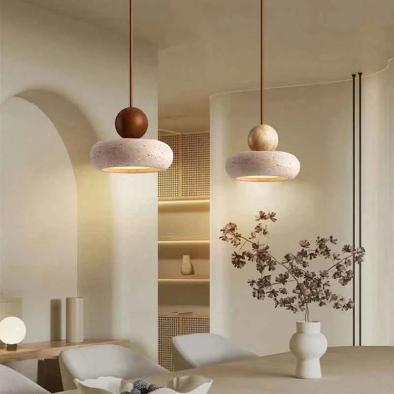 Suspension Bois et Pierre Naturelle – Modèle Rocalia (DIMOREE)