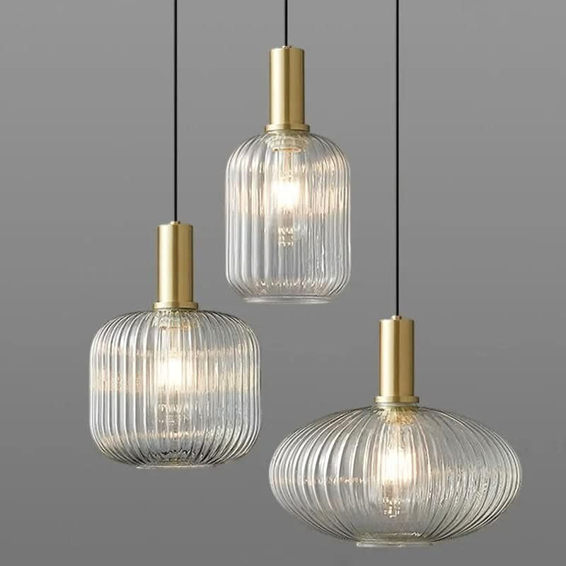 Suspension en Verre Teinté et Métal Doré – Modèle Oria (DIMOREE)