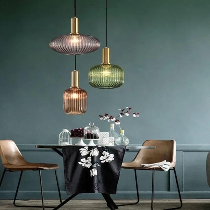 Suspension en Verre Teinté et Métal Doré – Modèle Oria (DIMOREE)