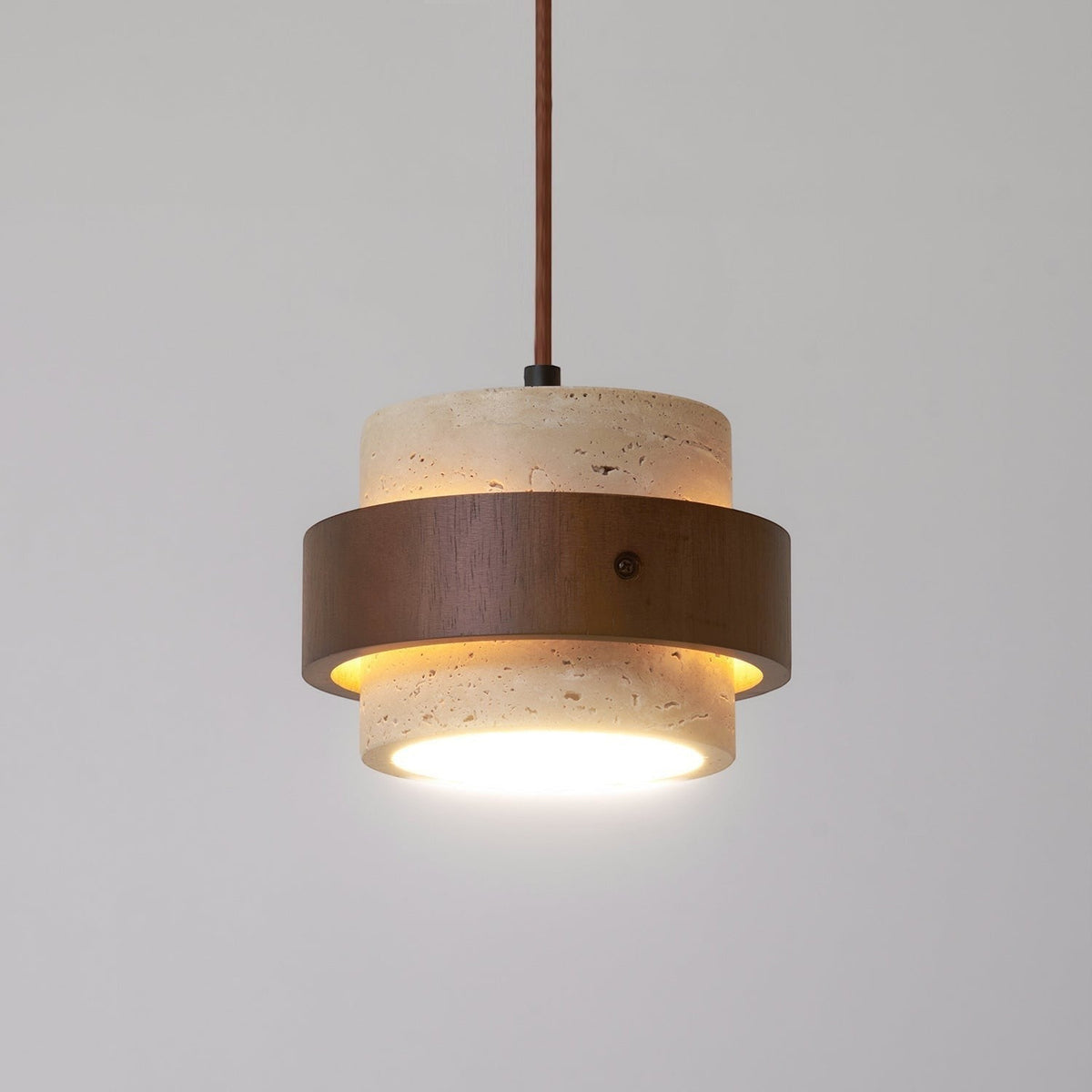 Suspension en Travertin et Bois de Noyer – Modèle Pietrina (DIMOREE)