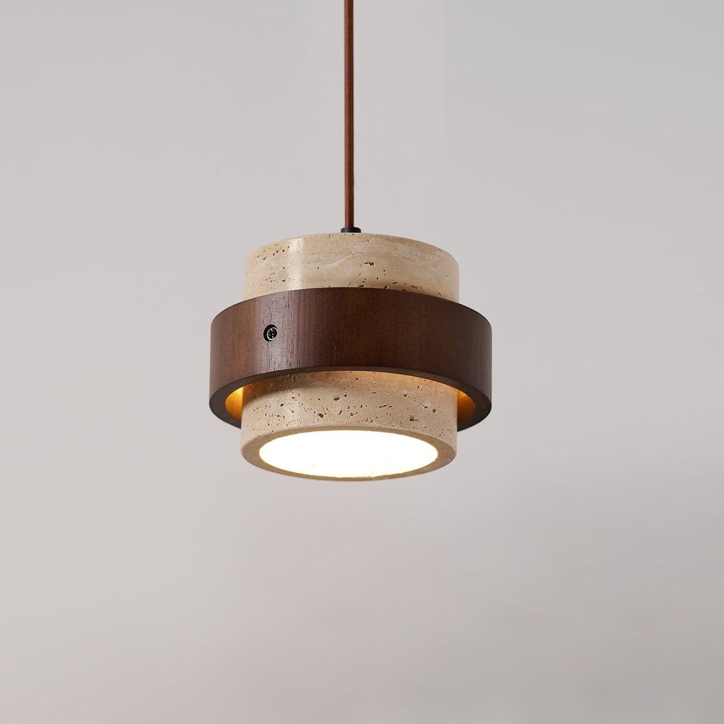Suspension en Travertin et Bois de Noyer – Modèle Pietrina (DIMOREE)