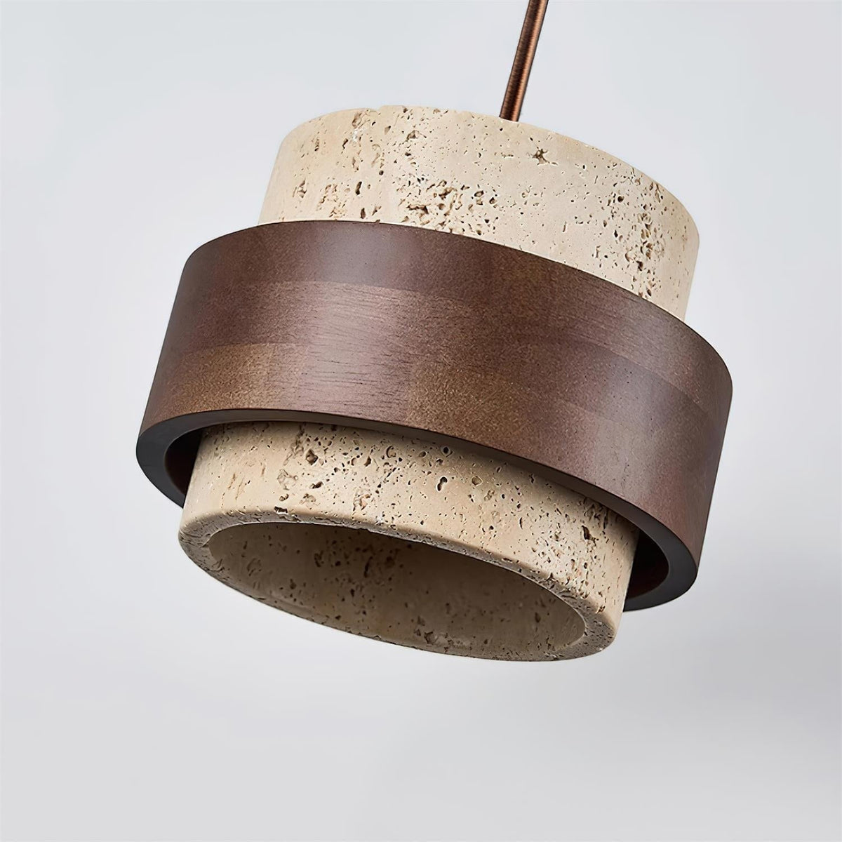 Suspension en Travertin et Bois de Noyer – Modèle Pietrina (DIMOREE)