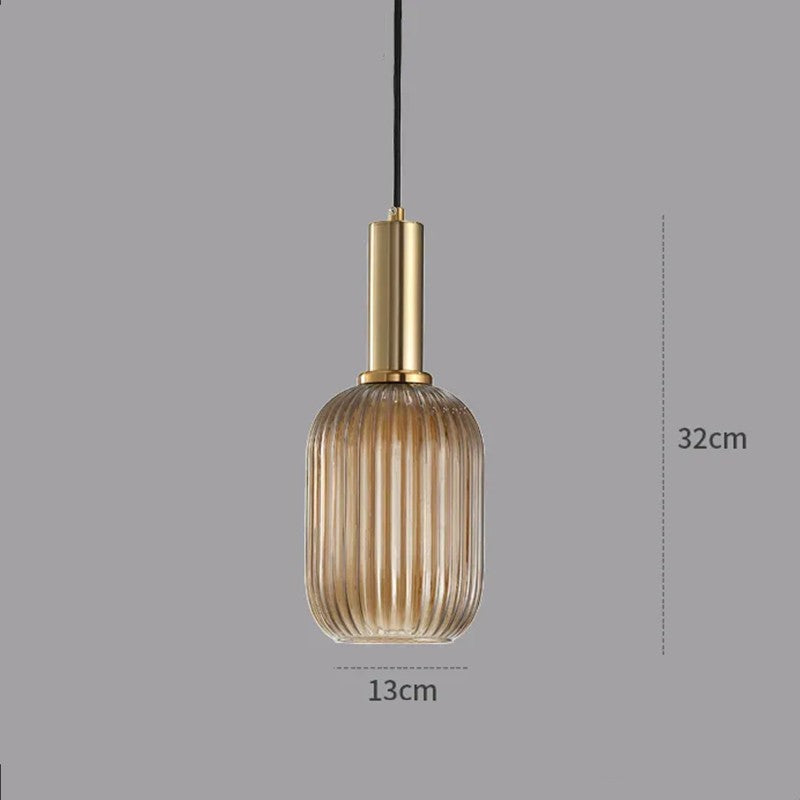 Suspension en Verre Teinté et Métal Doré – Modèle Oria (DIMOREE)