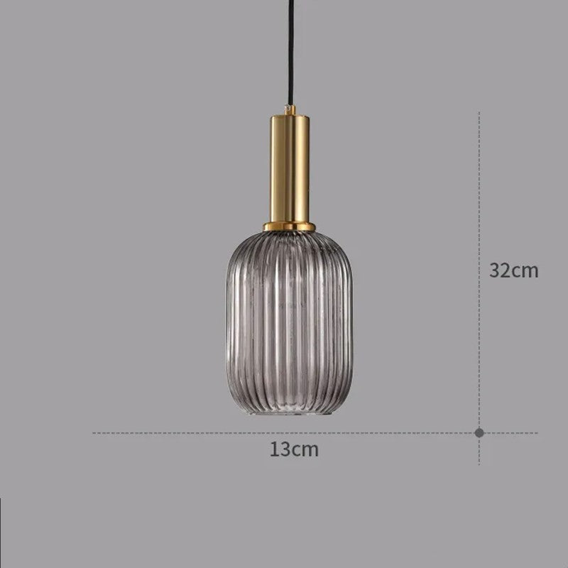 Suspension en Verre Teinté et Métal Doré – Modèle Oria (DIMOREE)