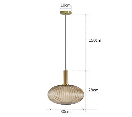 Suspension en Verre Teinté et Métal Doré – Modèle Oria (DIMOREE)