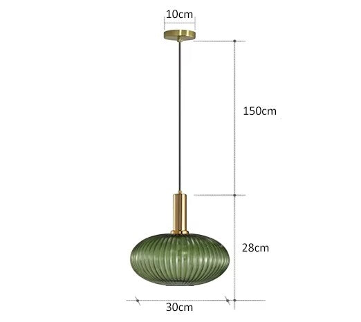 Suspension en Verre Teinté et Métal Doré – Modèle Oria (DIMOREE)