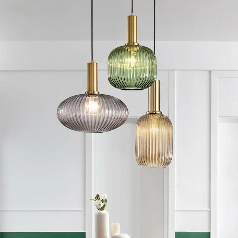 Suspension en Verre Teinté et Métal Doré – Modèle Oria (DIMOREE)