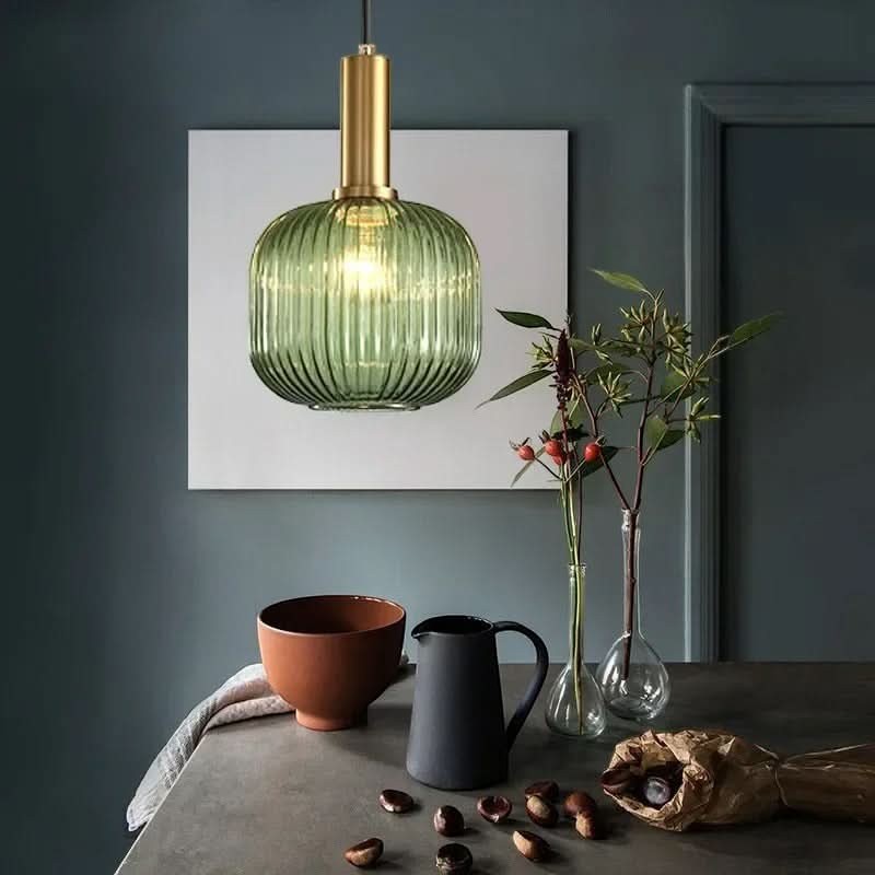 Suspension en Verre Teinté et Métal Doré – Modèle Oria (DIMOREE)