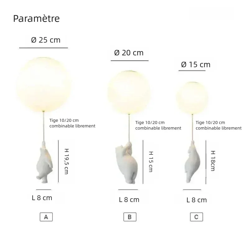 Nino — Plafonnier enfant ours et ballon LED