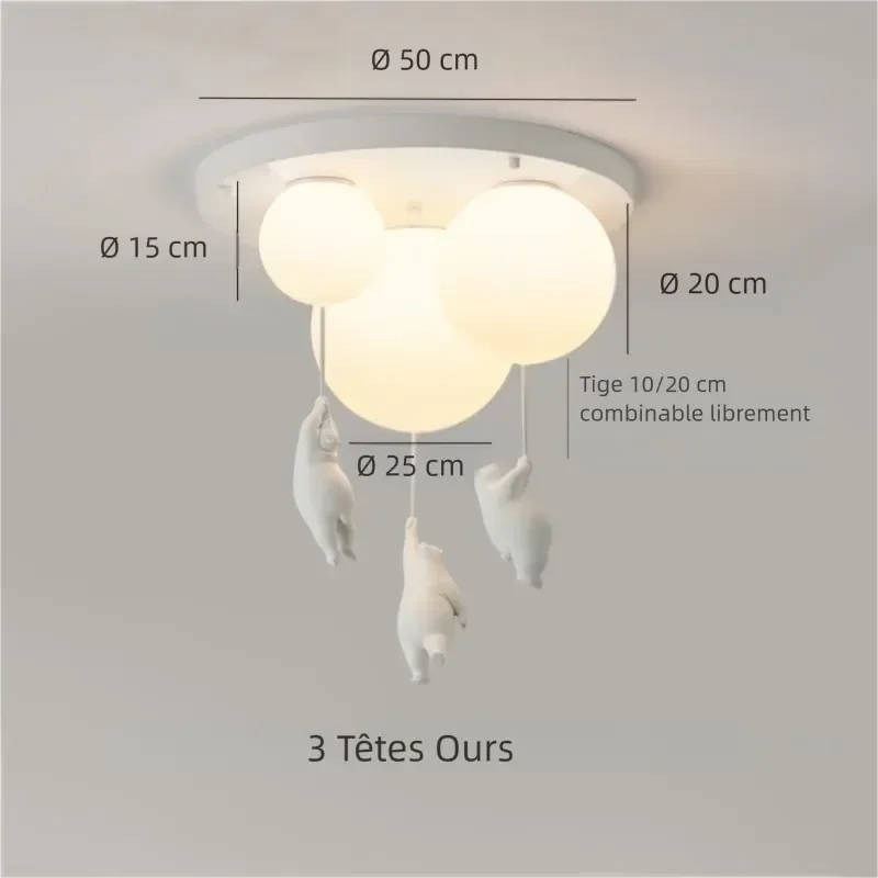 Nino — Plafonnier enfant ours et ballon LED