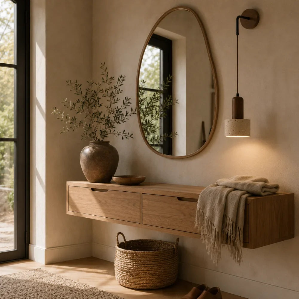Elvika — Applique scandinave en travertin et bois