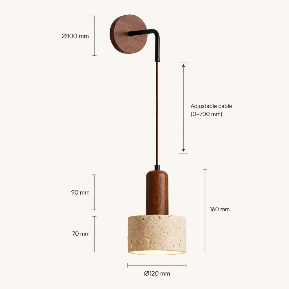Elvika — Applique scandinave en travertin et bois