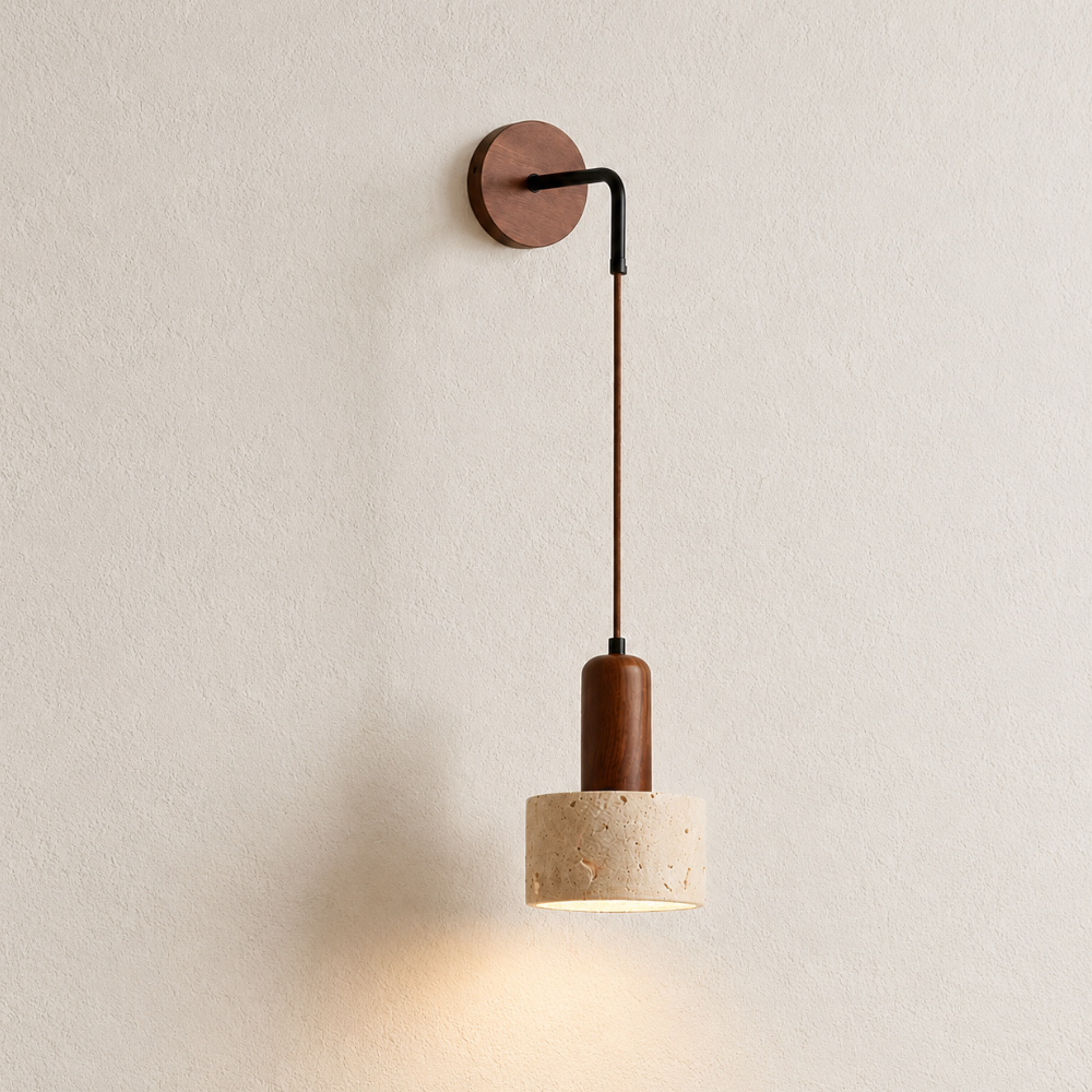 Elvika — Applique scandinave en travertin et bois