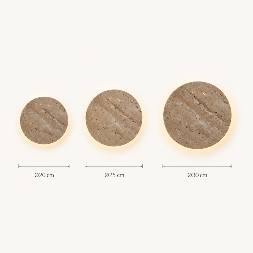 Fosina — Applique murale LED ronde en travertin