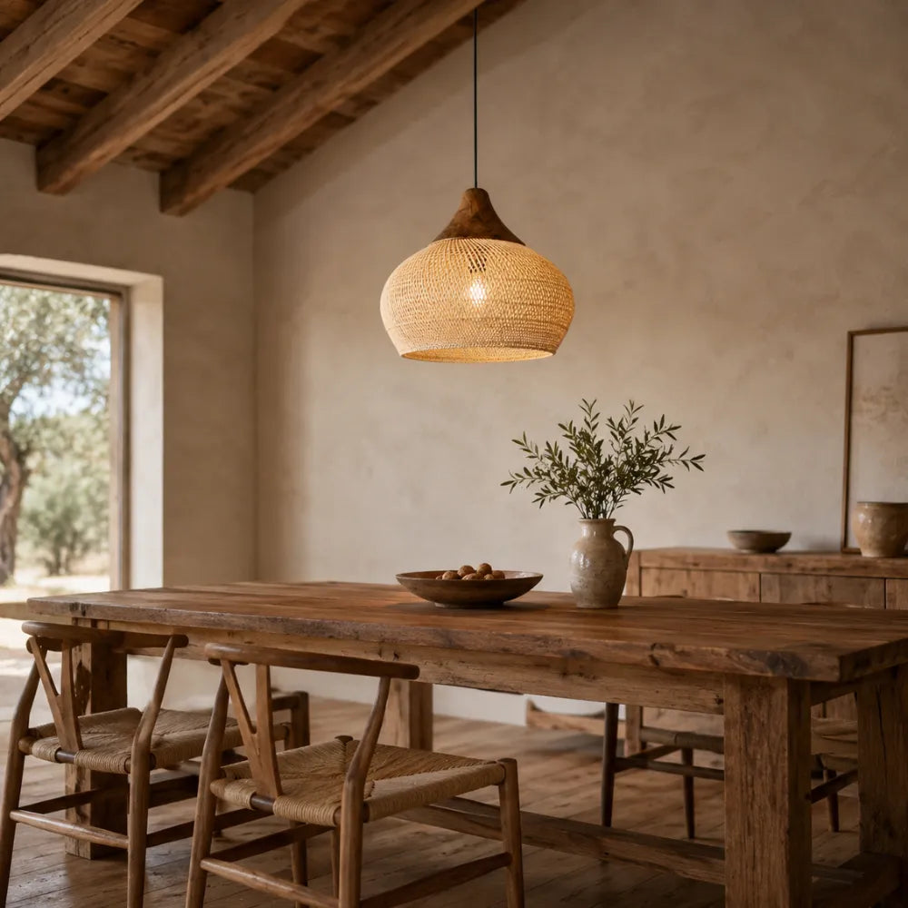 Kalia — Suspension en rotin et bois naturel