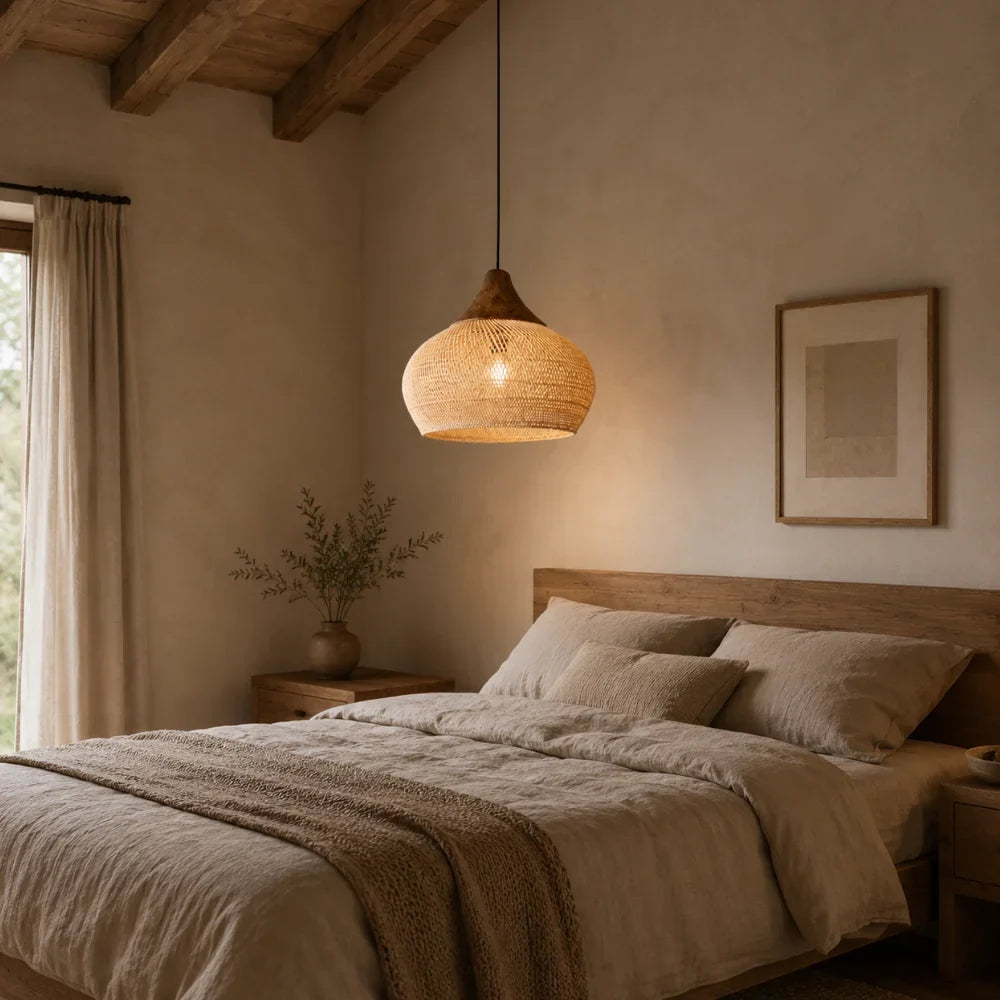 Kalia — Suspension en rotin et bois naturel