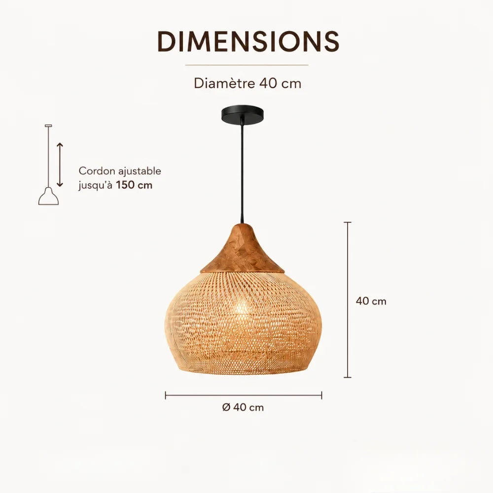 Kalia — Suspension en rotin et bois naturel