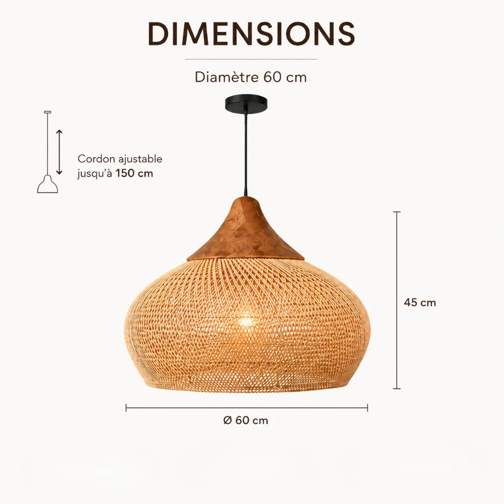 Kalia — Suspension en rotin et bois naturel