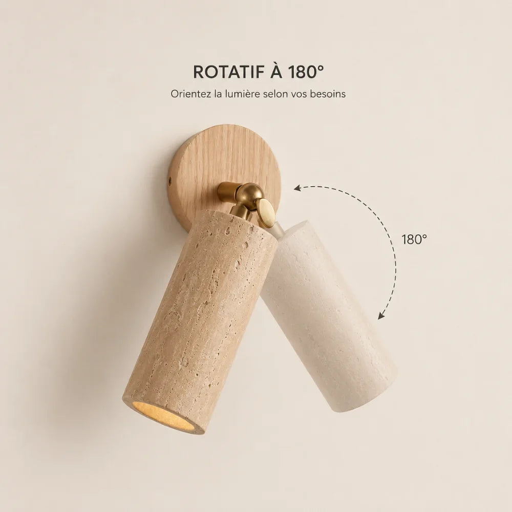 Kivéa — Applique murale design en travertin et bois