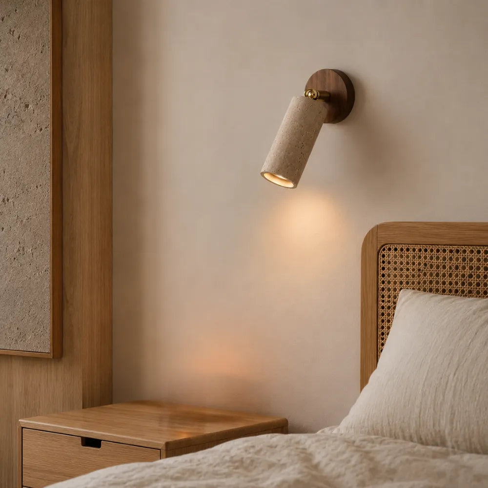 Kivéa — Applique murale design en travertin et bois