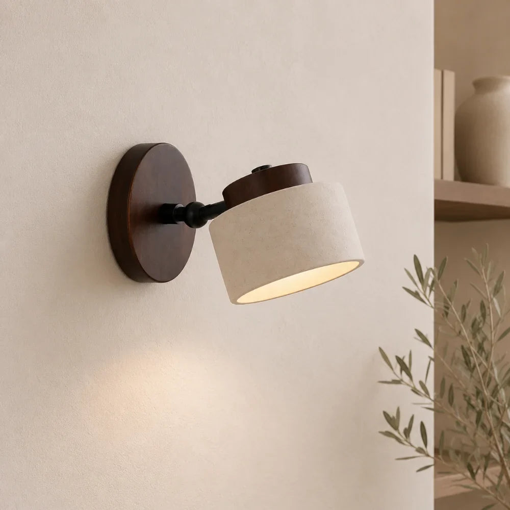 Kiven — Applique orientable en travertin et bois