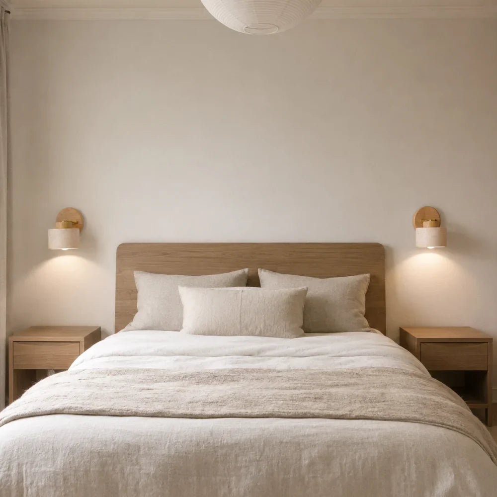 Kiven — Applique orientable en travertin et bois