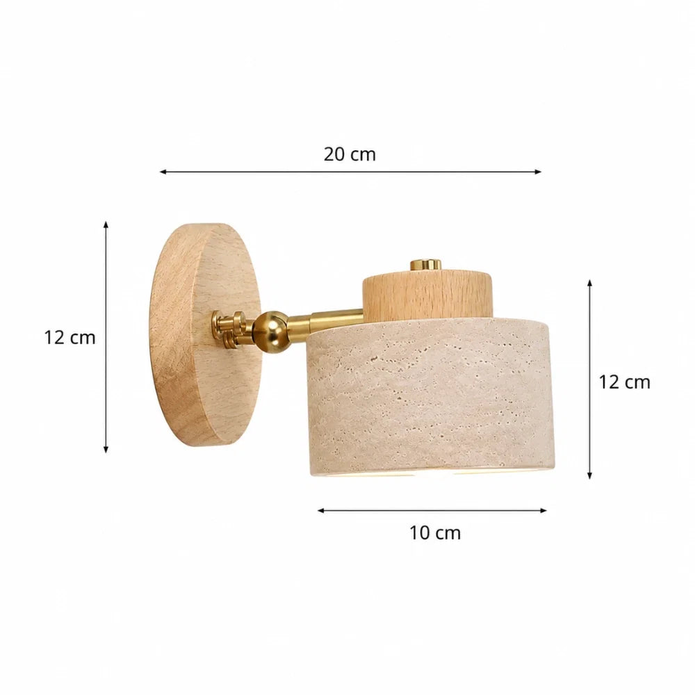 Kiven — Applique orientable en travertin et bois