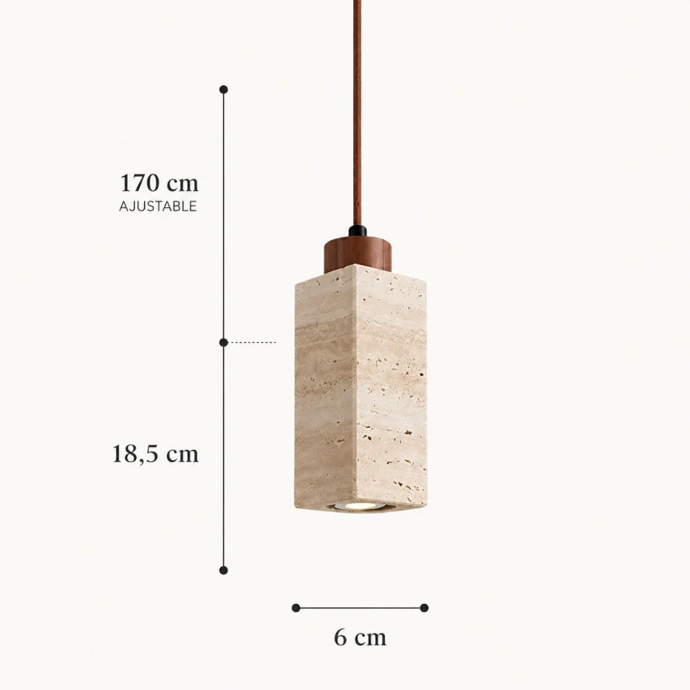 Kobena — Suspension verticale en travertin et bois