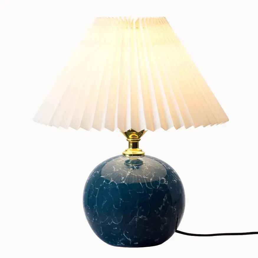 Norvyn — Lampe de chevet céramique et tissu plissé